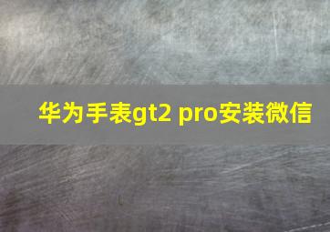 华为手表gt2 pro安装微信